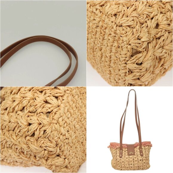 CHANEL Shoulder Bag Raffia Beige Gold CC Auth 122425V - Picture 13 of 15